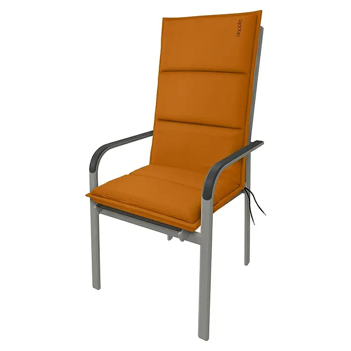 Doppler Sitzauflage Hochlehner City - Orange, L x B x H: 119 x 48 x 6 cm, Polyester - Gartenstuhl mit orangefarbenen Polstern für Komfort und Stil im Freien. Das graue Gestell bietet eine stabile und moderne Optik.