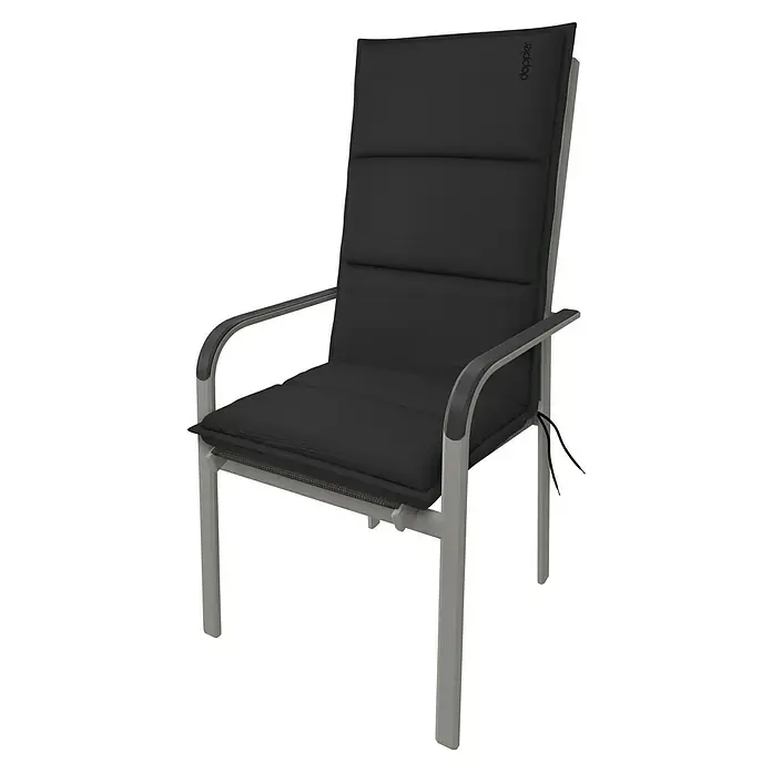 Doppler Sitzauflage Hochlehner City - Schwarz, L x B x H: 119 x 48 x 6 cm, Polyester - Ein stilvoller, grauer Terrassenstuhl mit bequemer Polsterung lädt zum Verweilen im Garten oder auf dem Balkon ein. Das moderne Design passt zu jedem Outdoor-Bereich.