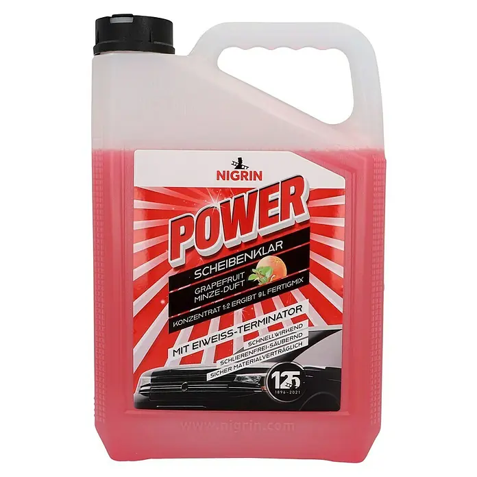 Nigrin Scheibenklar Konzentrat Power - Grapefruit-Minze, Mischungsverhältnis: 1:2, 3 l - Flasche Nigrin Power Scheibenklar mit Grapefruit- und Minzduft, ein Konzentrat für klare Scheiben und sichere Materialverträglichkeit.