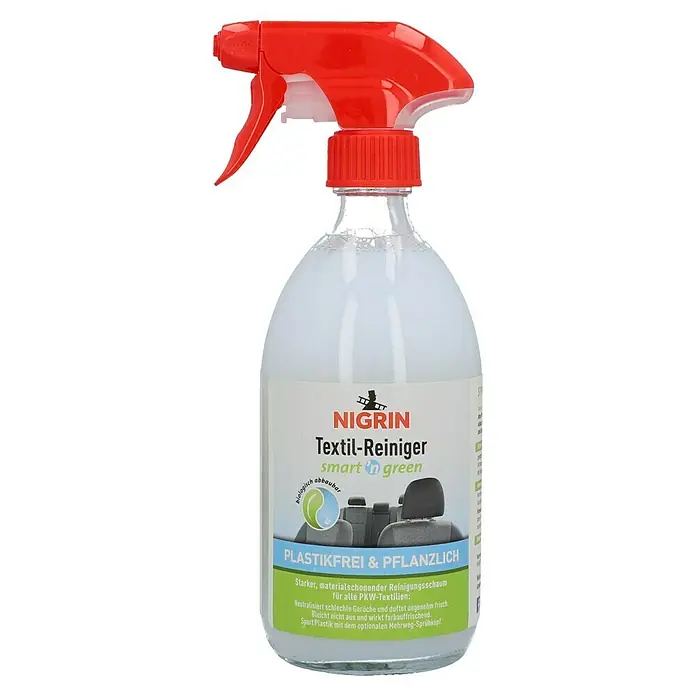 Nigrin Textilreiniger SMART `N GREEN - 500 ml - Nigrin Textilreiniger Smart & Green: Ein starker, pflanzlicher Reinigungsschaum für PKW-Textilien, neutralisiert Gerüche & schont Materialien.