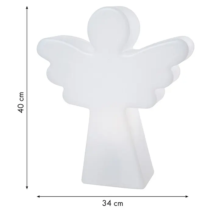 8 Seasons Design Shining LED-Solar-Weihnachtsleuchte Angel - Weiß, L x B x H: 10 x 34 x 40 cm - Skizze