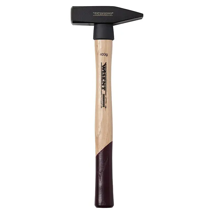 Wisent Martillo de cerrajero - 400 g, Acero, Mango de madera nogal - Primer plano de un martillo de cerrajero WISENT (400g) con mango de madera, ideal para taller y bricolaje.