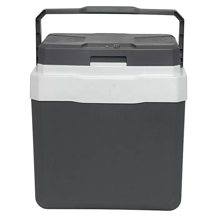 Kühlbox - 12 V, L x B x H: 44 x 30 x 44 cm, 20 l, Grau/Weiß - Dunkelgraue und weiße Kühlbox aus Kunststoff mit Tragegriff.