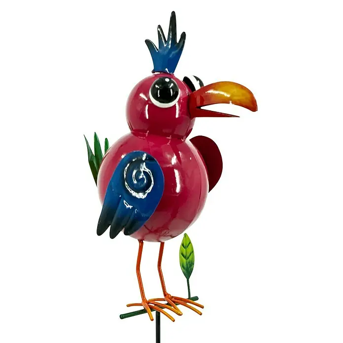 Pflanzenstecker Vogel - L x B x H: 14 x 9 x 71,5 cm, Metall, Pink - Farbenfrohe Gartenfigur eines lustigen Vogels. Die Metallfigur bringt mit ihren lebendigen Farben Freude in jeden Garten.