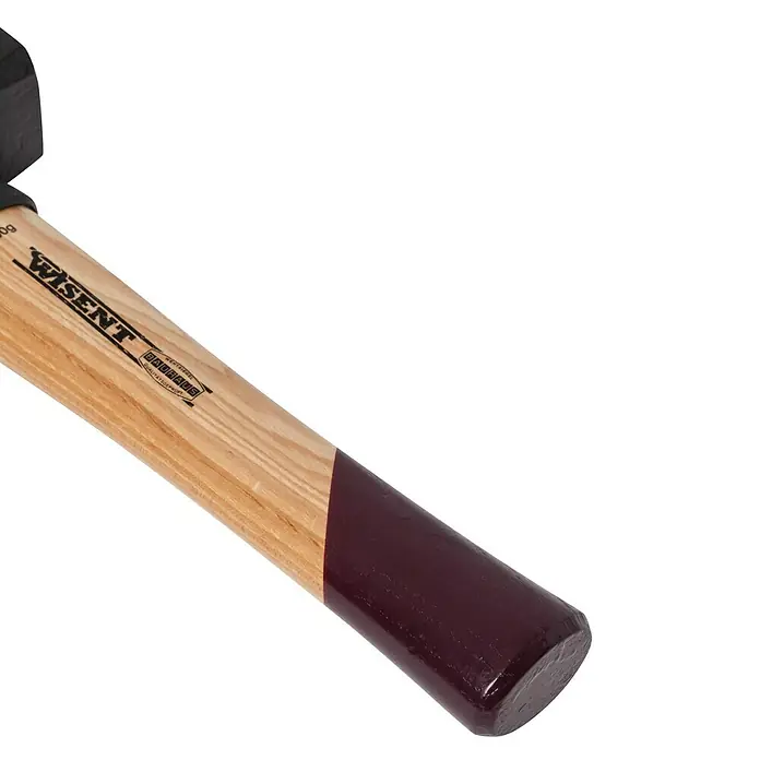 Wisent Fäustel - 1.500 g, Holz Hickory - Nahaufnahme des Holzgriffs eines WISENT-Hammers, der Qualität und Handwerkskunst vereint.