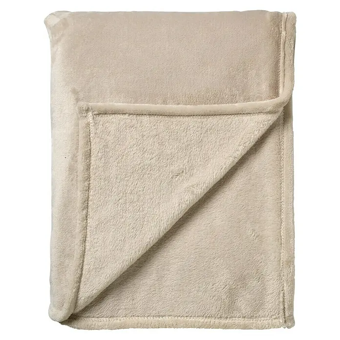 Decke Bruno - Pumice Stone, 200 x 150 cm, 100 % Polyester - Weiche, cremefarbene Fleecedecke, teilweise gefaltet, mit sauber vernähten Kanten, ideal für gemütliche Stunden und als dekoratives Element.
