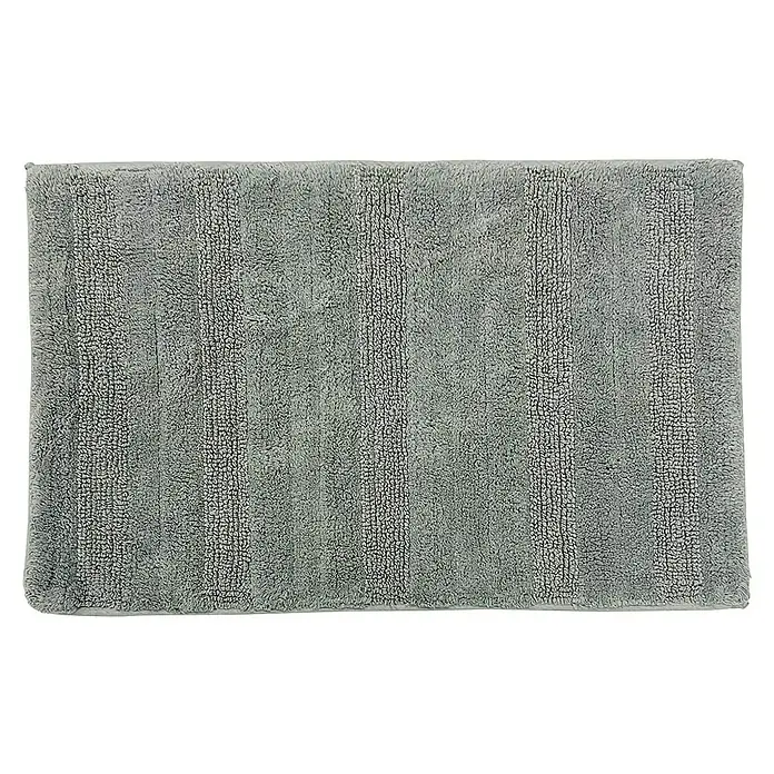 Badteppich Clara - 60 x 110 cm, Mittelgrau, 100% Baumwolle - Ein rechteckiger, grauer Badteppich mit einem gestreiften Texturmuster sorgt für Komfort und Stil in jedem Badezimmer.