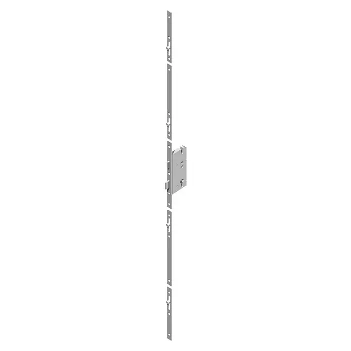 Nebeneingangstür K 50298 x 198 cm, DIN Anschlag: Rechts, Weiß - Das Bild zeigt eine Metallsäule mit Befestigungselementen, die für die Montage von Bauteilen oder Geräten verwendet wird.