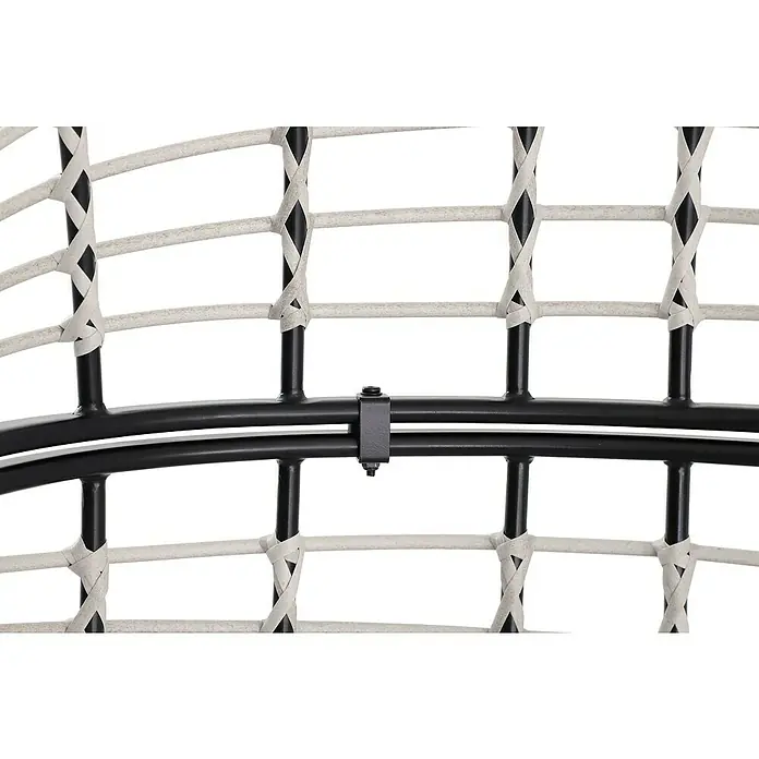 Sunfun Hamaca colgante Cozumel - Antracita, Altura: 196 cm - Detalle cercano de una silla de mimbre con un elegante marco negro y detalles tejidos claros que ofrecen una estética moderna.