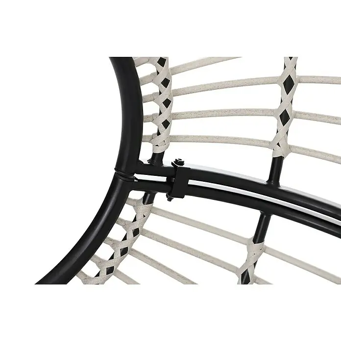 Sunfun Hamaca colgante Cozumel - Antracita, Altura: 196 cm - Detalle de una silla colgante con estructura metálica negra y mimbre claro trenzado.