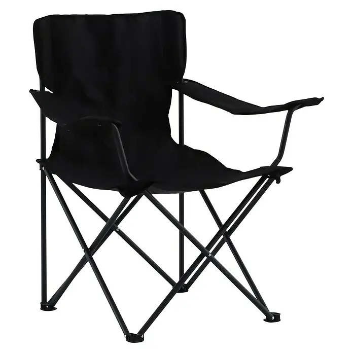 Silla de camping Anton II - Negro - Silla de camping negra con reposabrazos. La silla es ligera y fácil de transportar. Ideal para actividades al aire libre.