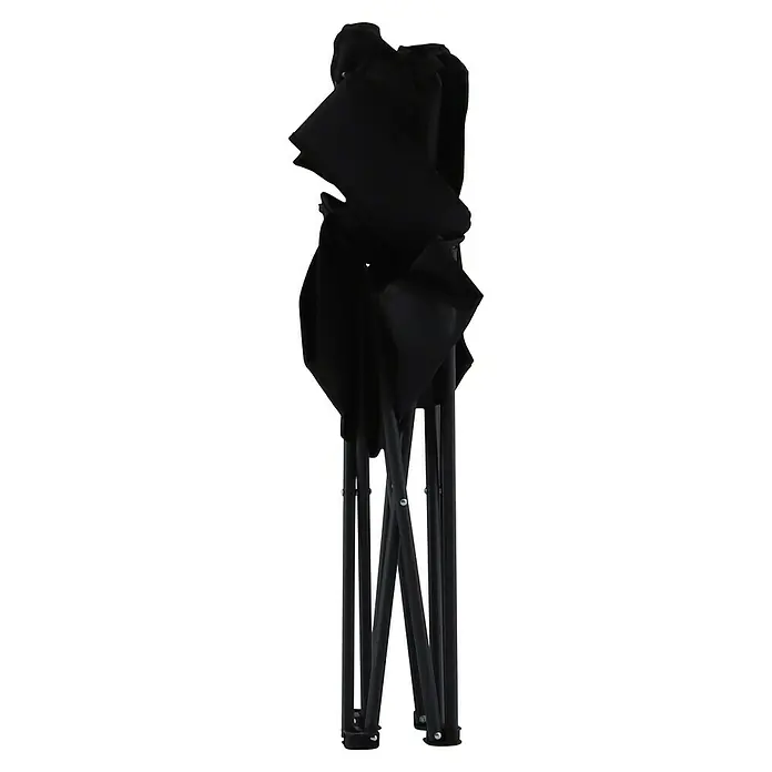 Silla de camping Anton II - Negro - Silla de camping negra plegada con estructura metálica resistente, para un fácil transporte y almacenamiento al aire libre. Ideal para viajes.