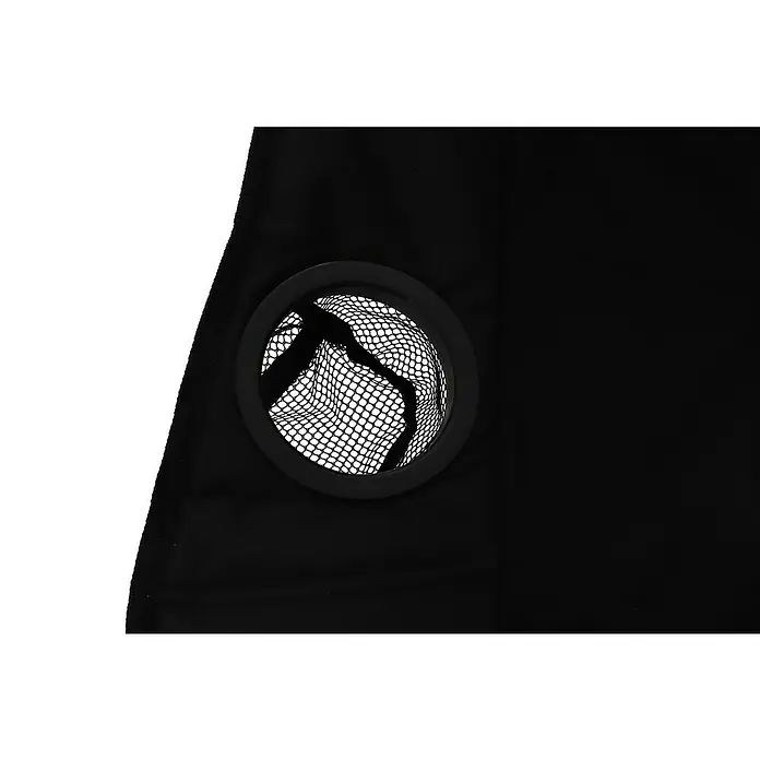 Silla de camping Anton II - Negro - Primer plano de una bolsa de transporte negra con un portavasos de tela de malla, ideal para la comodidad en movimiento y el almacenamiento práctico.