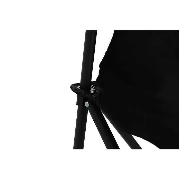 Silla de camping Anton II - Negro - Primer plano de una silla plegable negra con estructura metálica, que garantiza estabilidad y comodidad para uso exterior.