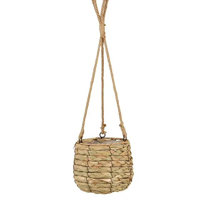 A.H.G. Blumenampel - Außenmaß (Ø x H): 24 x 23 cm, Naturmaterialien, Natur - Hängender Übertopf aus gewebtem Bast mit robusten Seilaufhängern, ideal für Zimmerpflanzen. Stilvolle Dekoration mit natürlichem Charme.