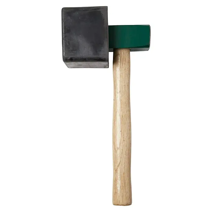 Heka Plattenlegerhammer - Eckig - Ein hochwertiger Gummihammer mit Holzgriff. Das ideale Werkzeug für schonende Arbeiten, bei denen keine Beschädigungen entstehen sollen.