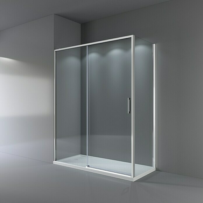 GME Mampara de ducha esquinera Twenty Angular (L x An x Al: 70 x 95 x 195  cm, Vidrio transparente, Espesor: 6 mm, Cromo)