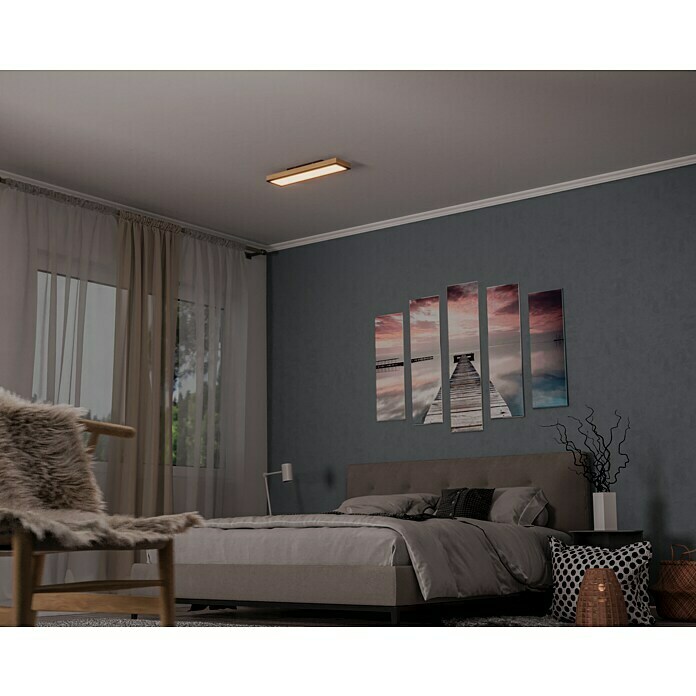 Globo Doro LED-Panel Holzoptik (18 W, 60 x 15 cm, Holzoptik/Graphit, Warmweiß) | BAUHAUS