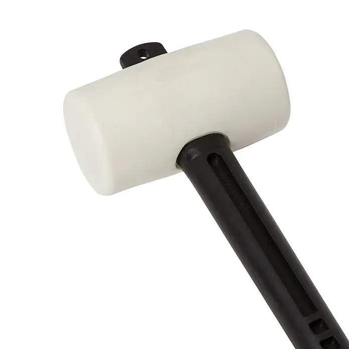 Gummihammer - Kunststoff, Durchmesser Kopf: 55 mm - Nahaufnahme eines Schonhammers mit weißem Kopf und schwarzem Griff, ein Werkzeug für schonende Bearbeitung.