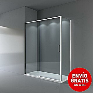 Camargue Mampara de ducha esquinera Bali (L x An x Al: 80 x 100 x 195 cm, Vidrio transparente, Espesor: 5 mm, Cromo)
