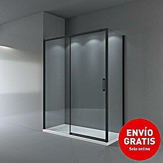 Camargue Mampara de ducha esquinera Bali (L x An x Al: 80 x 120 x 195 cm, Vidrio transparente, Espesor: 5 mm, Negro)