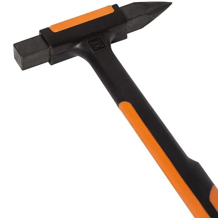 Picard Fliesenhammer - Kunststoff, 2K-Griff - Nahaufnahme eines Maurerhammers mit schwarzem Kopf und orangefarbenem Griff.