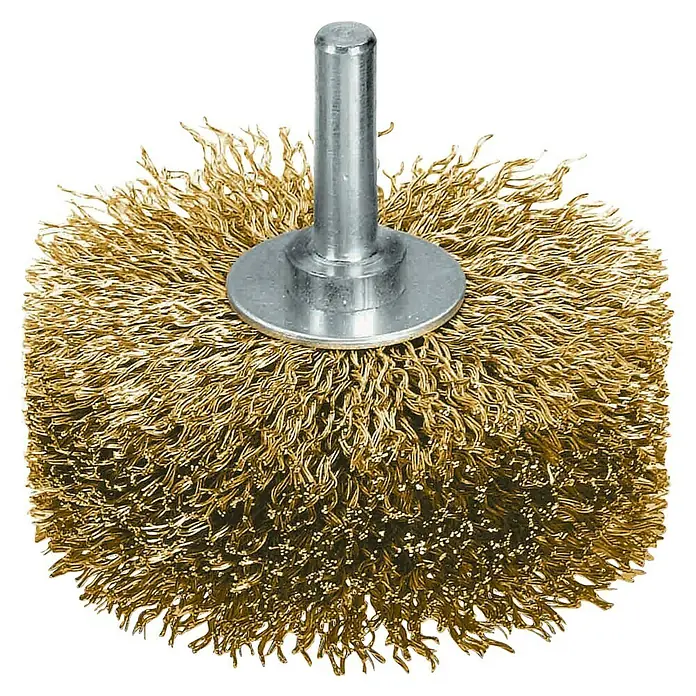 Craftomat Holz-Strukturbürste - Passend für: Bohrfutter, Durchmesser: 80 mm, Gewellt - Drahtbürste mit Schaft für Bohrmaschine. Ideal zum Entrosten und Reinigen von Metalloberflächen.