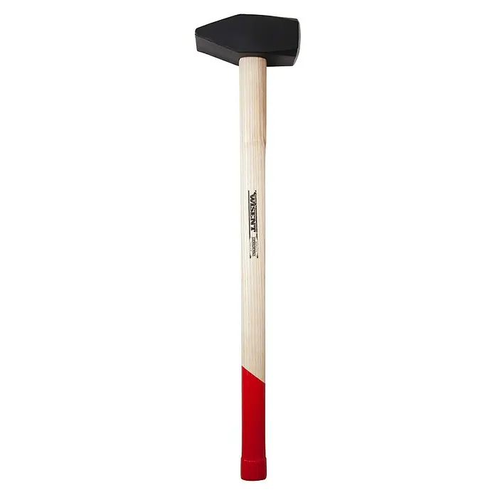 Wisent Maza - Largo: 19 cm, 5.000 g - Un mazo negro con un mango largo de madera que es rojo en la parte inferior es el punto focal.