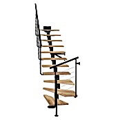 Atrium Mittelholmtreppe Dixi Plus (Farbton Metall: RAL 9005, Breite: 70 cm, Eiche, 1/4-gewendelt, Geschosshöhe: 222 cm - 300 cm) | BAUHAUS