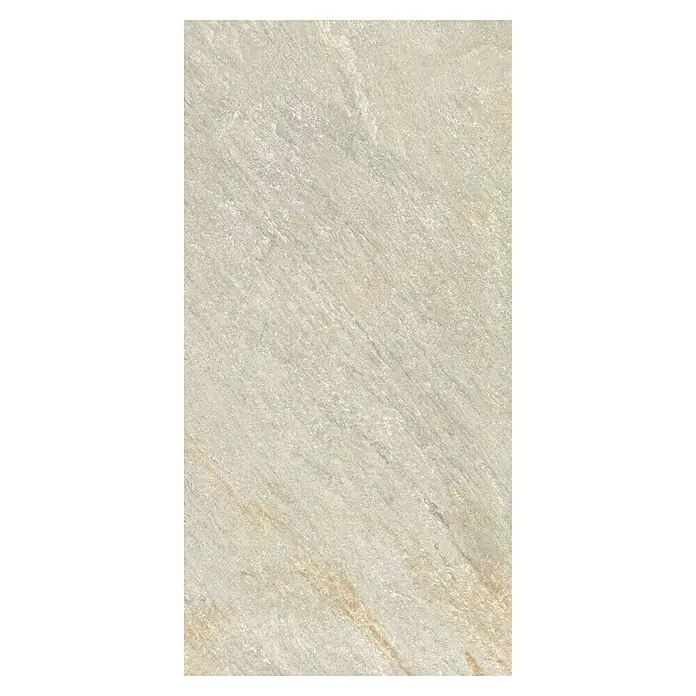 Feinsteinzeugfliese Piazza Sabbia - 59,7 x 119,7 cm, Beige/Grau, Matt - Das Bild zeigt eine nahaufnahme einer beigen Steinfliese mit einer natürlichen Maserung und Textur. Die Oberfläche ist matt und leicht rau.
