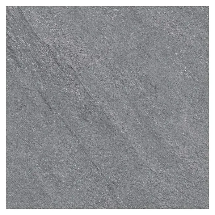 Feinsteinzeugfliese Piazza Grey - 59,7 x 59,7 cm, Grau, Matt - Strukturierte graue Bodenfliese mit diagonaler Maserung, ideal für moderne Innenräume und Außenbereiche. Robust und stilvoll.