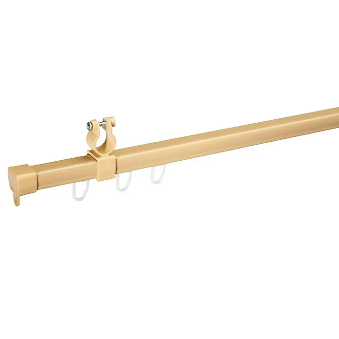 Expo Ambiente Schienen-Set U-Lauf - Länge: 190 cm, Beige - Nahaufnahme einer beigen Gardinenstange mit Zubehör, ideal für stilvolle Fensterdekorationen.