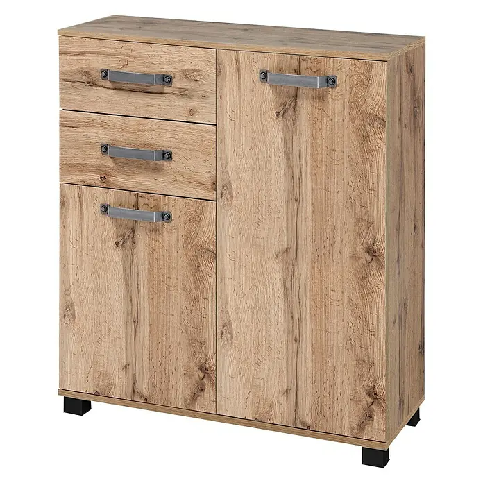 Schildmeyer Milan Unterschrank - 81 x 32 x 95 cm, Wotaneiche - Modernes Sideboard in Holzoptik mit Schubladen und Tür für zusätzlichen Stauraum im Wohnbereich.