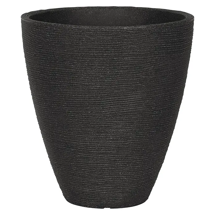 Geli Pflanztopf - Außenmaß (Ø x H): 40 x 42 cm, Kunststoff, Anthrazit - Schwarzer, gerippter Blumentopf. Das perfekte Gefäß für Ihre Pflanzen, das sich durch sein modernes Design auszeichnet.