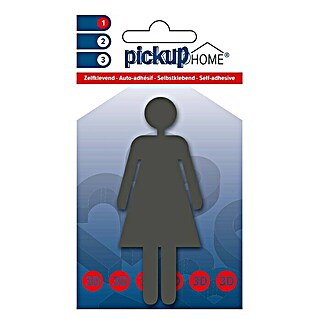 Pickup 3D Home WC-Aufkleber (Motiv: Damen, Grau, Höhe: 10 cm)