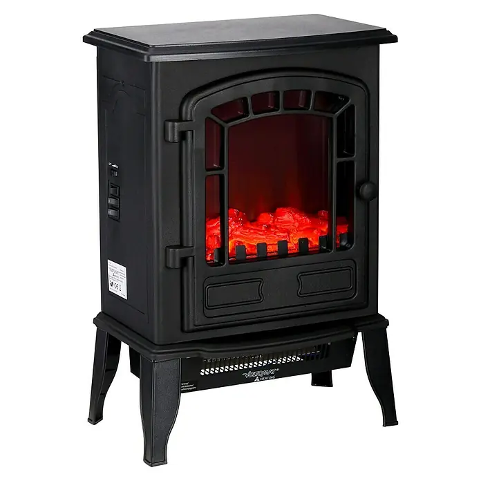 Voltomat HEATING Elektrischer Kamin - 1.950 W, Schwarz, 24 x 39 x 56,5 cm - Ein eleganter, schwarzer Elektrokamin mit realistischen Flammeneffekten, der Wärme und Atmosphäre in jeden Raum bringt.