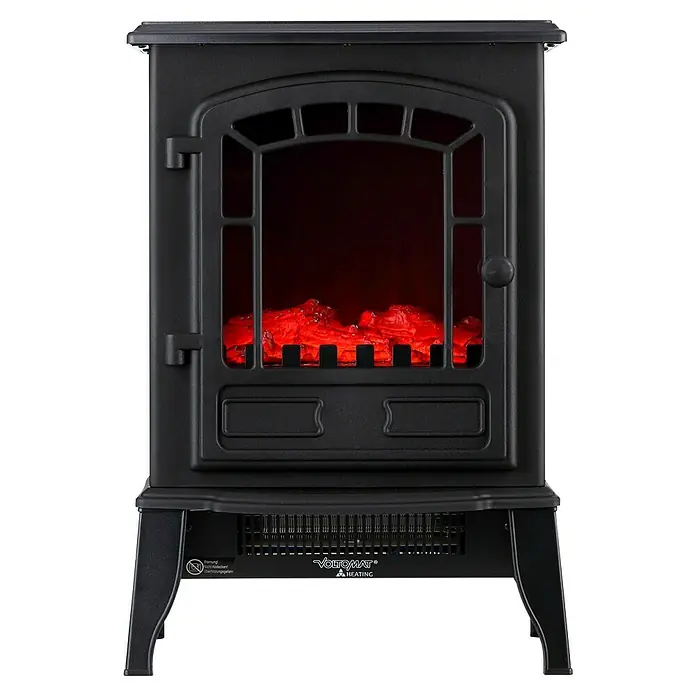 Voltomat HEATING Elektrischer Kamin - 1.950 W, Schwarz, 24 x 39 x 56,5 cm - Schwarzer elektrischer Kamin VOLTOMAT mit simuliertem Feuer für eine gemütliche Atmosphäre und wohlige Wärme im Raum.