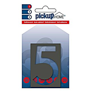 Pickup 3D Home Huisnummer Milan (Hoogte: 6 cm, Motief: 5, Grijs, Kunststof, Zelfklevend)