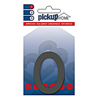 Pickup 3D Home Número (Motivo: 0, Altura: 6 cm, Gris, Plástico, Autoadhesivo)
