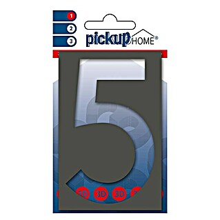 Pickup 3D Home Huisnummer Milan (Hoogte: 10 cm, Motief: 5, Grijs, Kunststof, Zelfklevend)
