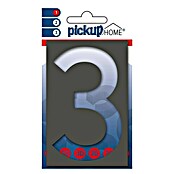 Pickup 3D Home Huisnummer (Hoogte: 10 cm, Motief: 3, Grijs, Kunststof, Zelfklevend)