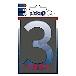 Pickup 3D Home Huisnummer Milan (Hoogte: 10 cm, Motief: 3, Grijs, Kunststof, Zelfklevend)