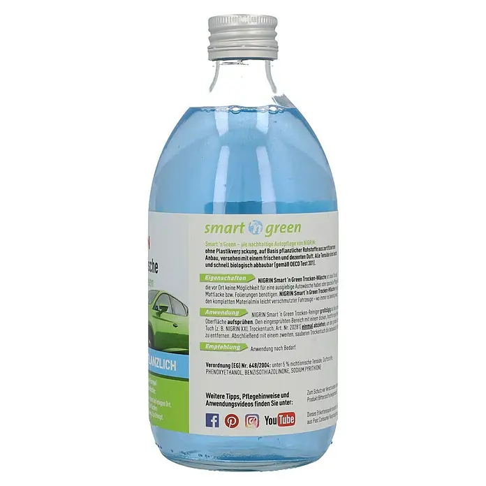 Nigrin Neutral-Reiniger SMART `N GREEN Trocken-Wäsche - 500 ml - NIGRIN Smart 'n Green Trocken-Wäsche: Nachhaltige Autopflege mit pflanzlichen Rohstoffen. Für glänzende Sauberkeit ohne Wasser.