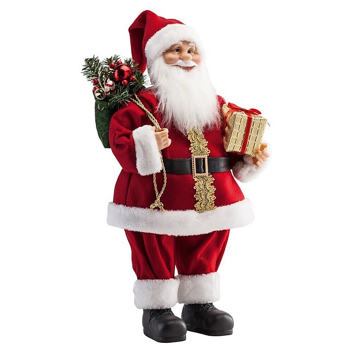 Weihnachtsmann (Höhe: 60 cm, Mit Tannenausschnitt, Rot)