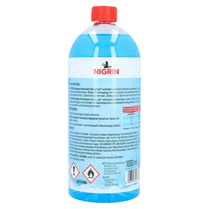 NIGRIN Scheibenklar und Frostschutz 2-in-1, für Fächerdüsen geeignet, bis  zu - 35°C, 1000 ml