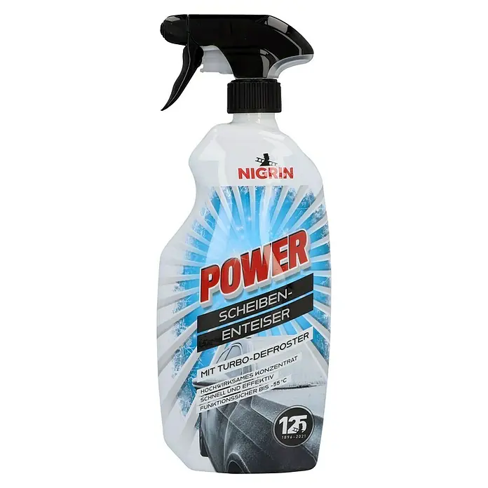 Nigrin Scheibenenteiser Power - 750 ml, Max. Frostbeständigkeit: -55 °C - Nigrin Power Scheibenenteiser mit Turbo-Defroster für schnelle und effektive Enteisung von Autoscheiben bis -55°C.
