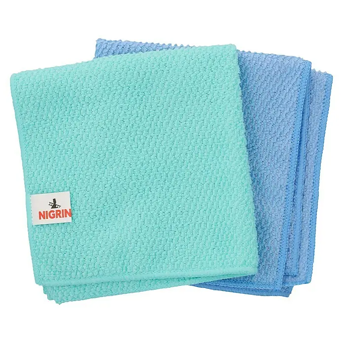 Nigrin Mikrofasertuch-Set smart 'n green - 2 Stk., 30 x 30 cm, Grün/Blau - Mikrofaser-Reinigungstücher von Nigrin in Türkis und Blau. Ideal für die Autopflege und den Haushalt, fusselfrei und saugstark.