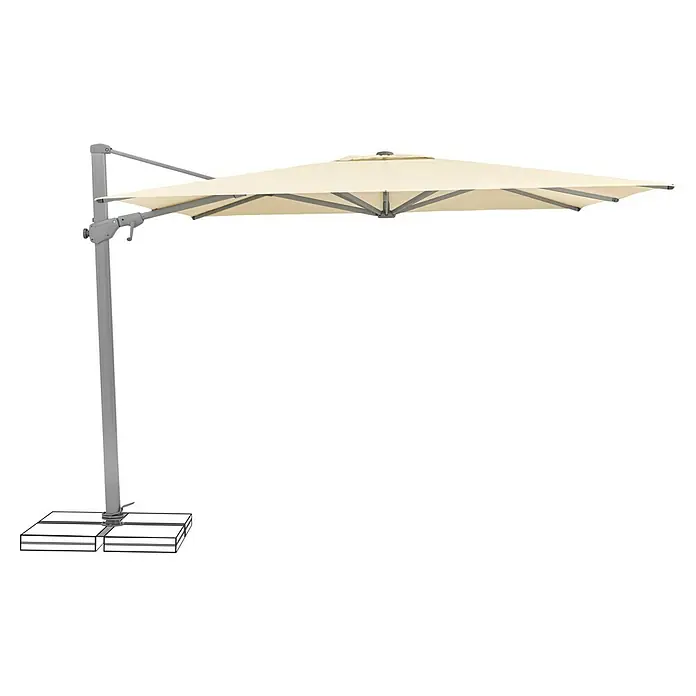 Suncomfort Ampelschirm VarioflexEcru, Bespannungsmaß (L x B): 300 x 300 cm - Großformatiger Sonnenschirm mit stabilem Standfuß, ideal für Garten und Terrasse, für optimalen Sonnenschutz.