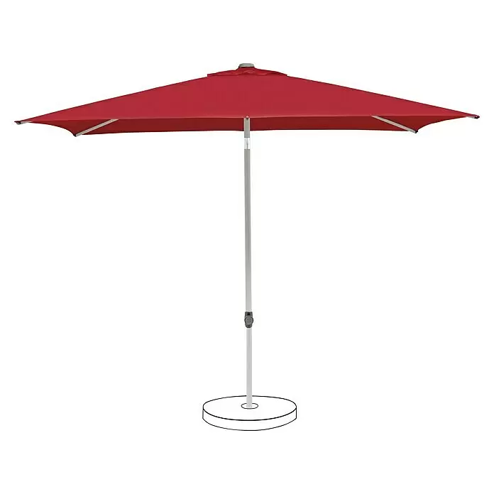 Suncomfort Marktschirm Pop Up - Aurora Rot, Bespannungsmaß (L x B): 200 x 250 cm - Roter quadratischer Sonnenschirm mit silberner Stange und weißem Fuß, für den Außenbereich.