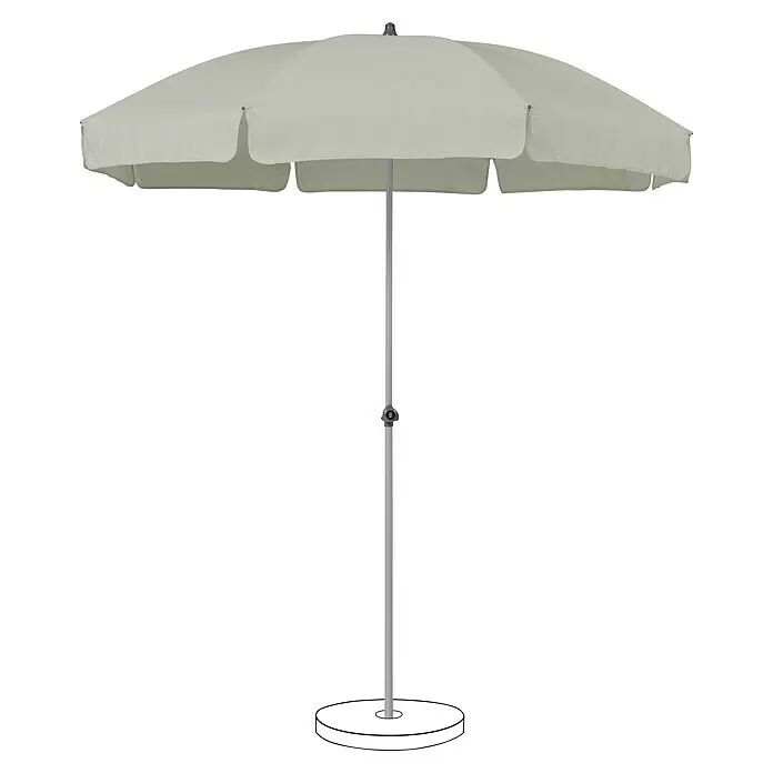 Suncomfort Strandschirm Siesta - Hellgrau, Durchmesser Bespannung: 200 cm - Hellgrauer Sonnenschirm mit rundem Schirmdach und stabilem Mast, spendet Schatten.